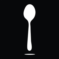 Spoon with shadow silhouette isolated on Black background. Spoon icon vector illustration design
