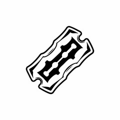 Minimal Razor Blade Icon in Black and White Line Art