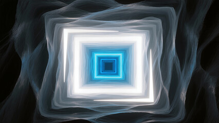 serene and mysterious virtual environment featuring glowing tunnels and swirling mist layers