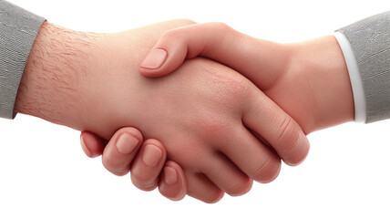 Close up of two business people hands in handshake agreement, symbolizing partnership