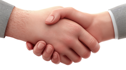 Close up of two business people hands in handshake agreement, symbolizing partnership