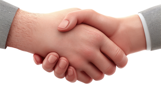 Close up of two business people hands in handshake agreement, symbolizing partnership