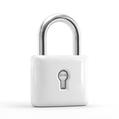 Naklejka premium Modern white padlock with chrome shackle for security and protection concepts