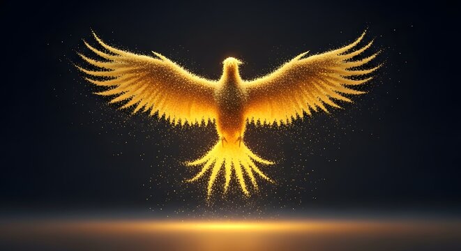Golden phoenix rising abstract bird phoenix art digital art fantasy bird mystical bird phoenix wings