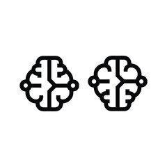 AI Brain Vector Icon Set Circuit Neural Black