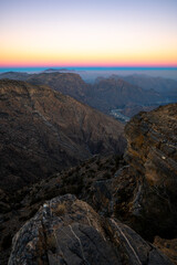 Dramatic Twilight View of Jabal Akhdar in the Al Hajar Mountains, Oman