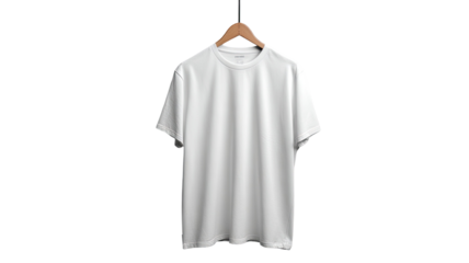 Blank white cotton T-shirt template isolated on white background for casual clothing fashion design and apparel mock-up