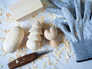 art toy wood carving cute wooden carved Basswood doll merry christmas tree and heart love happy valentine toy design art craft handmade decoration gift present hobby model sculpture selected focus