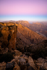 Obraz premium Dramatic Twilight View of Jabal Akhdar in the Al Hajar Mountains, Oman