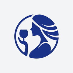 Elegant Lady Wine Logo Design Illustration