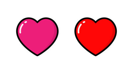 Pink and red heart icon. Cute love, relationship, and romance symbol