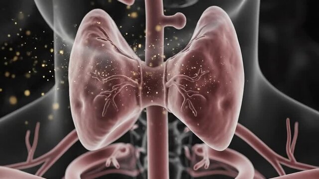 Detailed 3D Rendering of the Human Thyroid Gland with Visible Blood Vessels and Cellular Activity