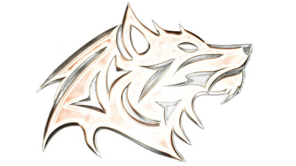 Fierce Wolf Head Logo in Tribal Line Art Style