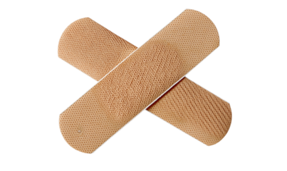 Crossed adhesive bandages