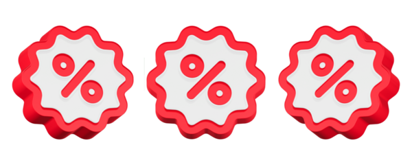 3d rendering icon percent red button