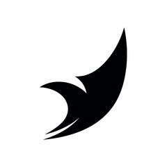 Abstract black bird wing shape logo design.