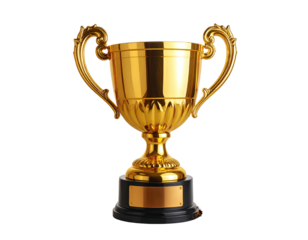 Gleaming golden trophy with ornate handles