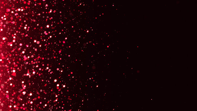 christmas and new year red background with shiny glitter stars and glowing bokeh lights, valentine and holiday celebration social media background	