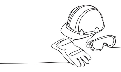 Workplace Safety Equipment Continuous Line Art