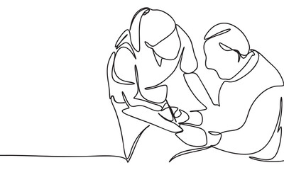 Continuous Line Drawing of Collaborative Discussion