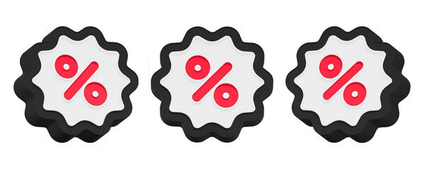 3drendering icon red percent black button
