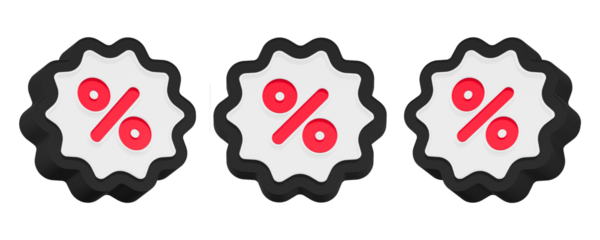 3drendering icon red percent black button