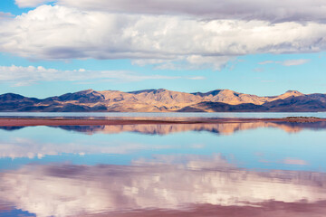 Great Salt Lake, water reflection, pink Salt Lake