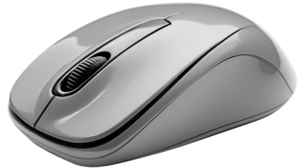 Sleek black computer mouse with smooth ergonomic shape and precise scrolling wheel suitable for office and home use isolated on white background