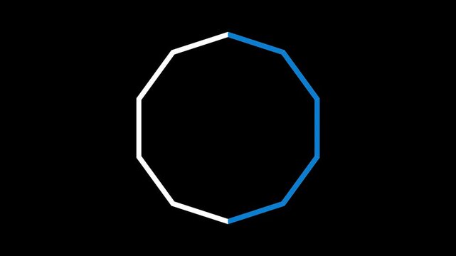Rotating animation of blue shape line on black background. 4K Resolution.
