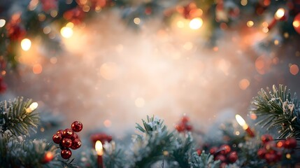 Christmas background with copy space and Christmas themed decorations