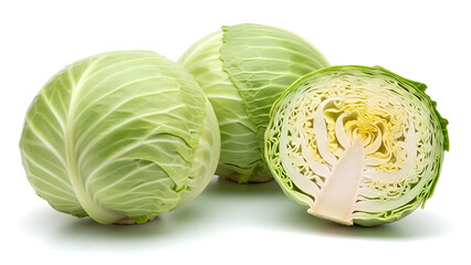 Fresh green cabbage heads ready for healthy cooking and delicious vegetarian meals today