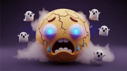 Spooky 3D Shocked Emoji &ndash; Cute Horror Edition
