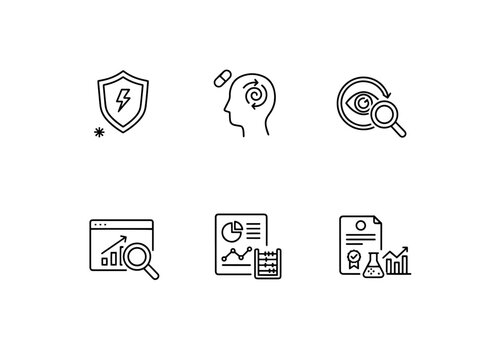 Adverse Event Side Effect Safety Monitoring Data Analysis Statistical Report Study Icon Set