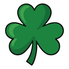 Vibrant green three-leaf shamrock illustration a symbol of luck and Ireland.