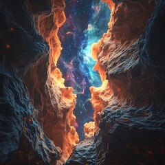 Beautiful astral sky over sculpted canyon high resolution picture