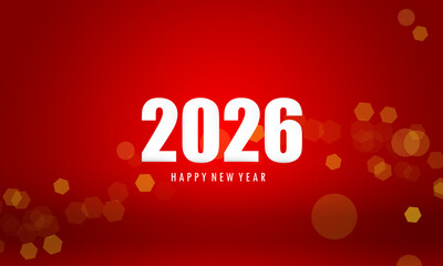 Abstract Red background bokeh light for vector magic holiday happy new year 2026 poster design