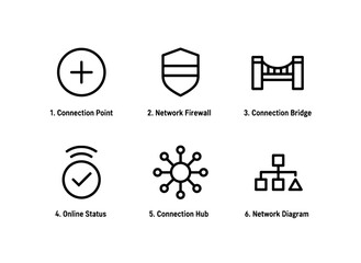 Connection Point Network Firewall Connection Bridge Online Status Minimal Bold Icon Set