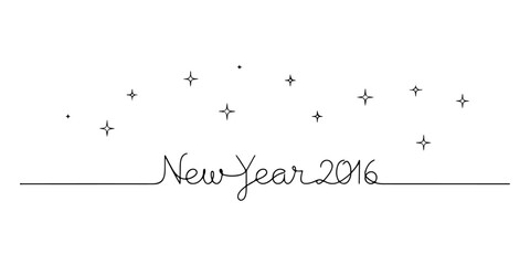 Continuous one line of a twinkling stars new year's eve 2016, celebration theme, hand drawn vector illustration.