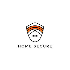 ILLUSTRATION SECURITY HOUSE SHIELD GRADIENT ORANGE COLOR SIMPLE TECH LOGO ICON DESIGN TEMPLATE ELEMENT VECTOR