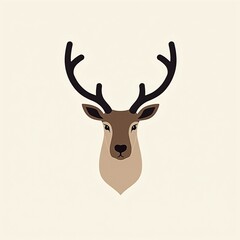 Elegant vector illustration of a reindeer head, a minimalist caribou portrait perfect for Christmas holiday greeting cards and festive winter designs