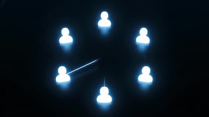 Abstract 4K slow motion animation showing user icons connecting digitally to form a complex, robust social and business network structure. Data connection and global technology concept. - Powered by Adobe