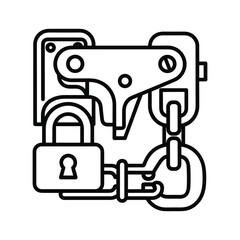 Industrial Security Lock and Chain with Latch Icon