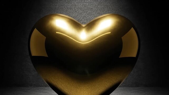 Golden heart shape on dark background symbol of love and affection