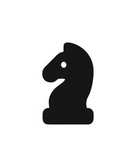 Simple Flat Black Chess Knight Piece Silhouette Shape Isolated