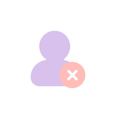 Flat Style Detail User Remove Icon with Pastel Color Element