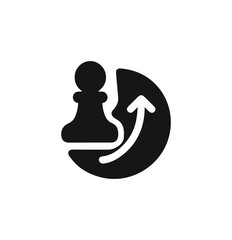 Minimalist Symbolic Pawn Promotion with Arrow Direction Icon on Round Shape