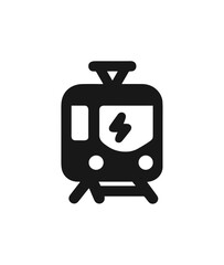 Minimalist Black and White Electric Train Public Transportation Icon Design
