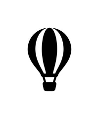Simple Isolated Hot Air Balloon Silhouette Black and White Symbol Icon
