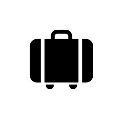 Simple Silhouette Suitcase Icon with Handle and Wheels for Travel