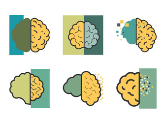 Creative conceptual illustration of human brain halves representing logic versus creativity